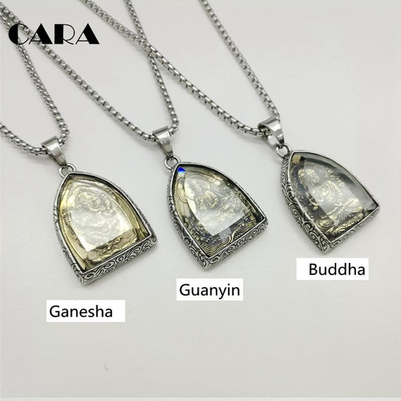 Statement Necklace Vintage Buddha Pendant Buddhist Necklace Buddha Religious stainless steel  Necklace hip hop Jewelry