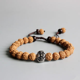 Silver OM Charm Rudraksha Beads Power Bracelet Yoga Healing Reiki Mala