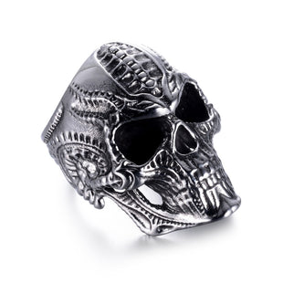 316L Solid Stainless Steel Bikie Alien Skull Ring