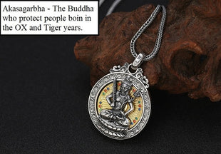 Handcrafted Tibetan 100% 925 Silver Buddha Pendant Good Luck Amulet Locket Necklace