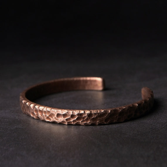 Hand Forged Pure Solid Copper Metal Bracelet Unisex Cuff Bangle Healing Pain
