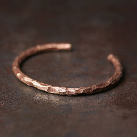 Solid Copper Hand Hammered Pure Copper Bracelet Cuff Pain Relief Bangle