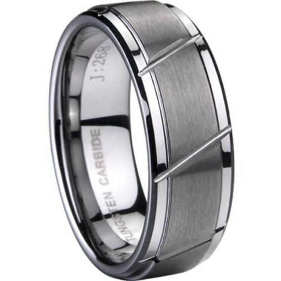 Super strong tungsten carbide matte finished brushed ring