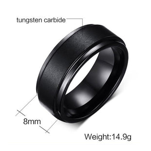 8mm Wide Charcoal Tungsten Wedding Band Engagement Tungsten Carbide Rings