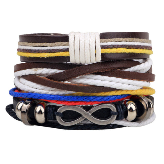 INFINITY STACKABLE BRACELET LEATHER AND BEADS