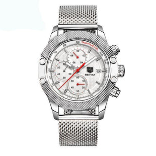 Luxurious Mesh Band Stainless Steel Chrono Watch