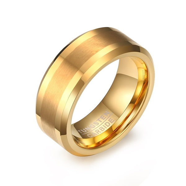 8 MM Gold Brushed Tungsten Carbide Ring