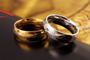 Gold & Silver Laser Engraved Stainless Steel rings