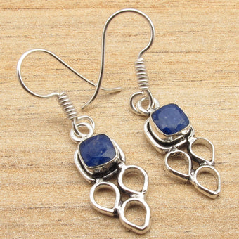 Amazing Blue Sapphire SEMI PRECIOUS Gems Earrings