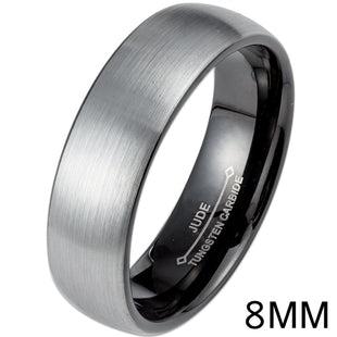 6MM 8MM Black Tungsten Carbide Brushed Domed Ring