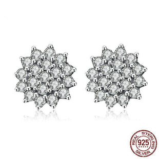 925 Sterling Silver Dazzling CZ Snowflake Stud Earrings for Women