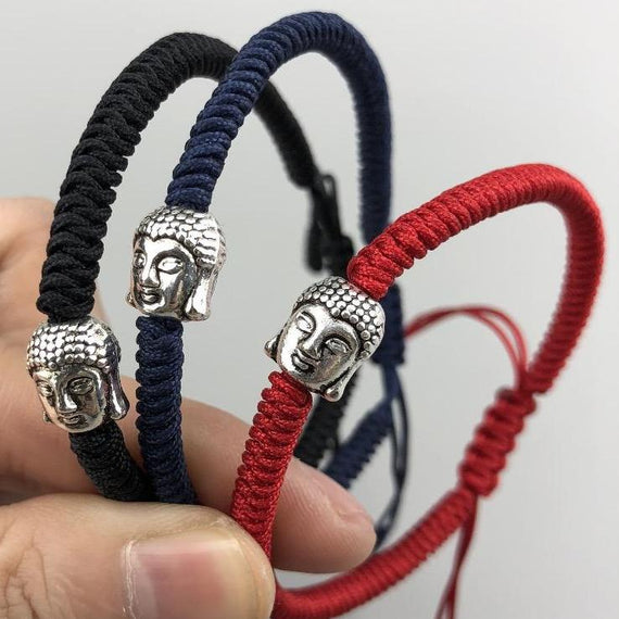Tibetan Buddhist monk snake chain braided buddha charm bracelet