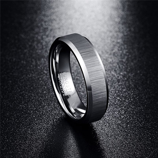 8mm Mens Ring 100% Tungsten Carbide Scrub Wedding Bands