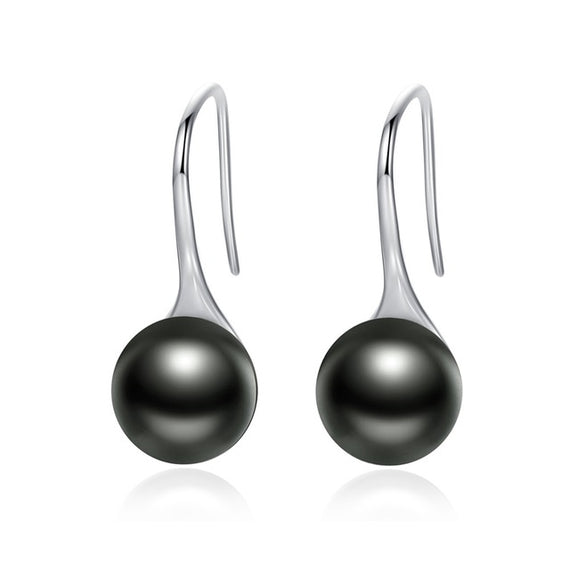925 Sterling Silver Elegant Round Pure Love Pearl Drop Earring