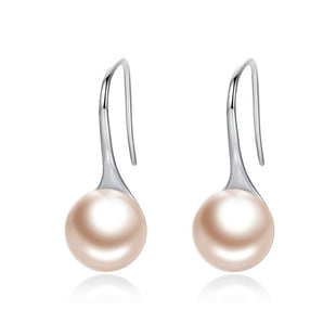 925 Sterling Silver Elegant Round Pure Love Pearl Drop Earring