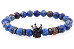 Blue Crown Natural Beads Bracelet