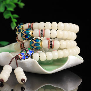 Tibetan White Jade 108 Buddhist Rosary Bracelets