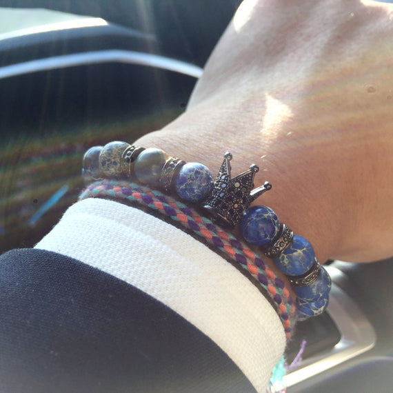Blue Crown Natural Beads Bracelet