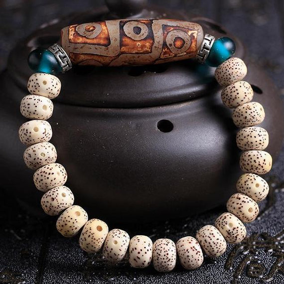 Tibetan Porous Shell & DZI Bracelet