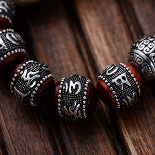925 Silver Dragon Red Sandalwood Tibetan Bracelet