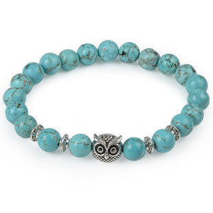 Unisex Yoga and Meditation Tiger eye Tibetan Leopard Silver charm bracelet