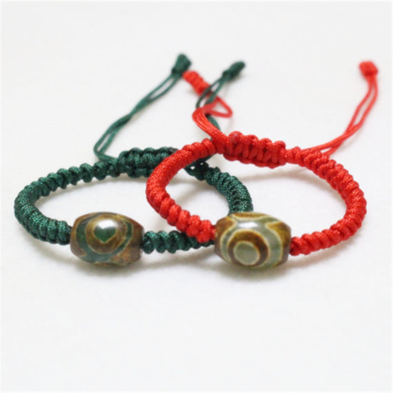 Tibetan Lucky Red Rope Dzi bracelet