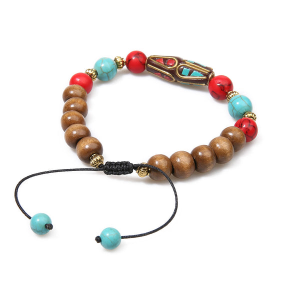 Sandalwood and Tibetan beads Bracelet