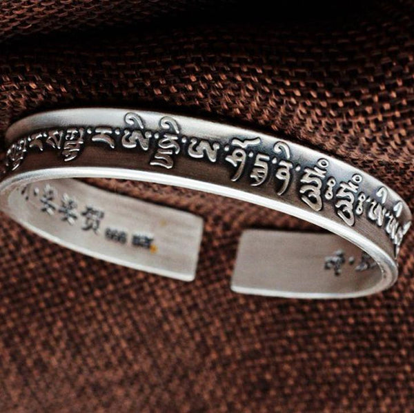 999 Pure Silver Antique Finished Tibetan Bangle