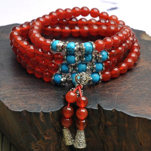 Natural Carnelian 108 Beads Prayer Mala Stack Bracelet
