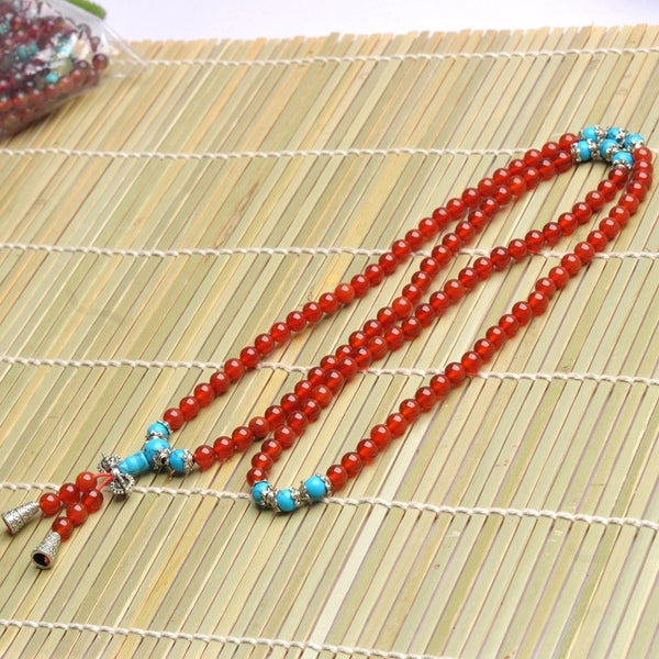 Natural Carnelian 108 Beads Prayer Mala Stack Bracelet
