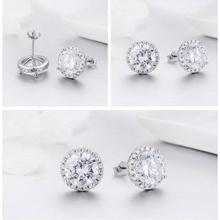 925 Sterling Silver Dazzling Clear CZ Small Stud Earring