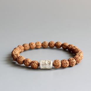Natural Rudraksha Tibetan Mantra Beads Bracelet