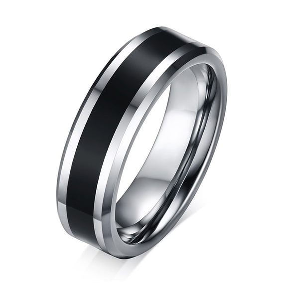 Men's Tungsten Wedding Bands Ring Thin Black Line Engagement Ring USA Male Jewelry 6MM Wide