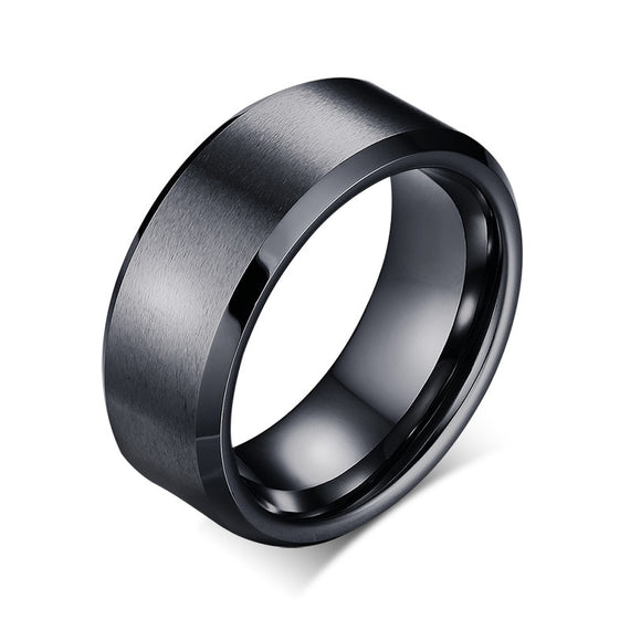 Men's Classic Cemented Carbide Rings 100% Tungsten Metal Black Silver Gold