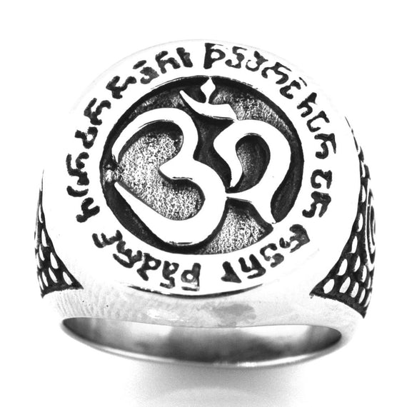 Nepal Hindu Om Handcrafted Stainless Steel Wedding Ring
